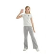 thumbnail image 4 of Rolanko Girls Flare Wide Leg Sweatpants Elastic Waist Bell Bottoms Pants for Kids Sweats with Pockets 5-12Y, 4 of 7