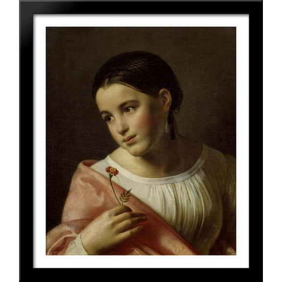 Poor Lisa 28x32 Large Black Wood Framed Print Art by Orest Kiprensky
