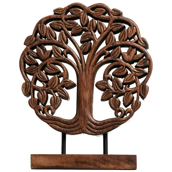 Home Decor Tree of Life Solid Wood Handmade Sculpture for Coffee Console Table Top Shelf in Modern Living Room Bedroom Kitchen Office Farmhouse Mantel Fireplace Foyer Decorations