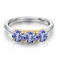 thumbnail image 3 of Gem Stone King 10K Two Tone Gold Blue Tanzanite Engagement Ring for Women | 1.38 Cttw | Round 5MM | Gemstone December Birthstone | Size 9, 3 of 6