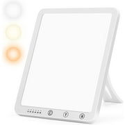 Light Therapy Lamp, Ultra-Thin UV-Free 10000 Lux Therapy Light, Touch Control, with 5 Brightness Levels & 3 Color Temperature and 6 Timer Function & Memory Function with 180° Rotatable Stand. (White)