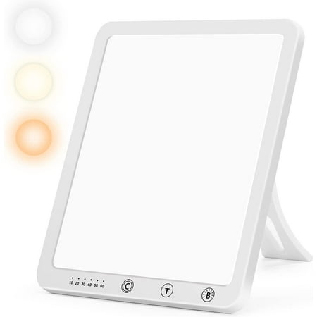 Light Therapy Lamp, Ultra-Thin UV-Free 10000 Lux Therapy Light, Touch Control, with 5 Brightness Levels & 3 Color Temperature and 6 Timer Function & Memory Function with 180° Rotatable Stand. (White)