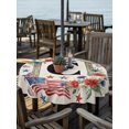thumbnail image 3 of Outdoor Tablecloth with Umbrella Hole Zipper Rustic Letter C Round Tablecloth 60" Waterproof Outside Table Cloth 4th of July Patriotic Flower Star Stripe Flag Patio Table Cover Tablecloths for Picnic, 3 of 8
