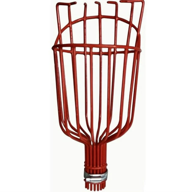 (Cesta, roja) Herramienta para recolectar frutas, recolector de frutas desmontable, con poste telescópico ajustable y canasta de acero inoxidable con cojín de espuma, para manzanas, peras, etc.