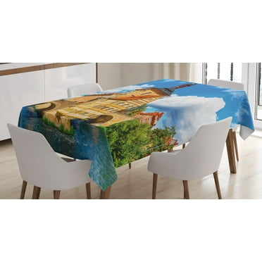 Ambesonne Travel Tablecloth Rectangular Table Cover, City Hall Germany, 52"x70", Multicolor