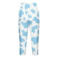 thumbnail image 4 of Pxkloy Womens Capri Leggings Cow Print,Rainbow Capri for Women 2024 High Waist Yoga Capris with Tummy Control Plus Size Workout Leggings Womens Elastic Cropped Pants Light Blue, 4 of 5