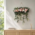 thumbnail image 6 of JHyouerji Artificial Rose Front Door Swag Wreath 24x10x1 Inch Pink All Season Farmhouse Hanging Floral Decor for Wedding Holiday, 6 of 8