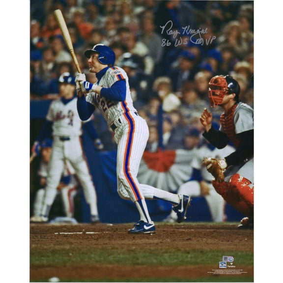 Ray Knight New York Mets Autographed 16" x 20" 1986 World Series Hitting Photograph with "86 WS MVP" Inscription - Fanatics Authentic Certified