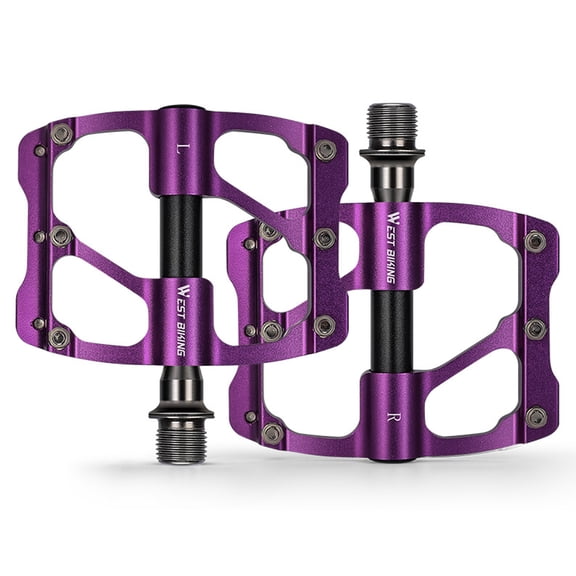 Smooth 3 Sealed Bearings Bicycle Flat Pedals, Durable Aluminum Alloy Bike Pedals with 12 Anti-Skid Pins (4.72 in / 12 cm)