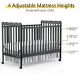 thumbnail image 6 of Baby Convertible Crib 3 In 1, Converts from Baby Crib to Toddler Bed, New Zealand Pinewood Baby Bed with Locking Wheels and Teething Rail, Crib with 4 Height Adjustment and Non Toxic Finish, Black, 6 of 9