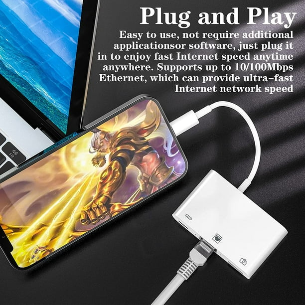 Apple MFi Clé USB 3.0 3 en 1 certifiée pour iPhone, iPhone, stockage de  photos pour iPhone, disque dur externe compatible avec  iPhone/PC/iPad/autres