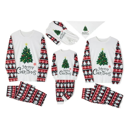 

Suanret Family Christmas Pajamas Matching Sets Christmas Tree Xmas Holiday Sleepwear Jammies Long Sleeve PJs Outfits