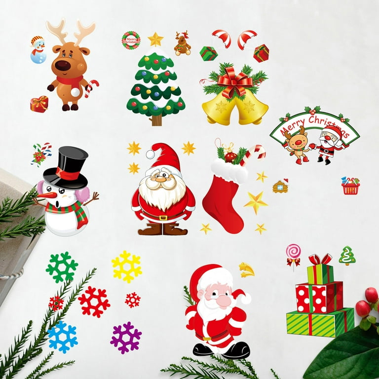 Christmas Santa Claus And Snowman Wall Stickers Winter - Temu