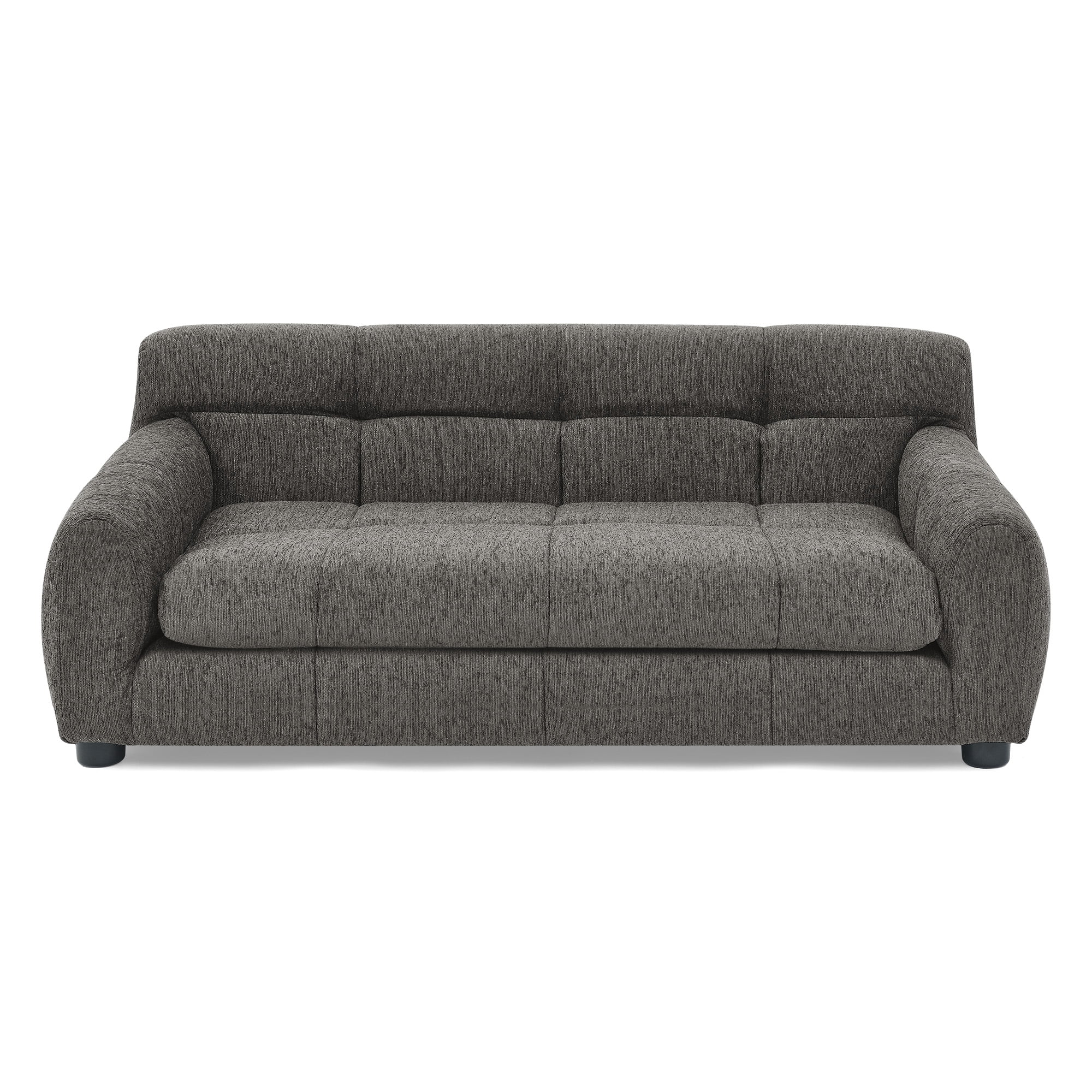 Dark Gray Linen Dog Sofa with Backrest - 38.00 in Length Pet Furniture for Medium and Large Dogs, Modern Rectangular Design with Armrests