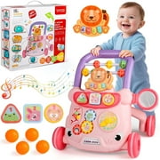 Beefunni Baby Sit-to-Stand Learning Walker, Adjustable Push Walker for Boys Girls, 3-in-1 Activity Center, Walking Toys for 1 Year Old, Early Learning Push Toys for Toddlers