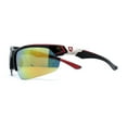 thumbnail image 3 of Mens Color Mirror Baseball Half Rim Wrap Plastic Sport Sunglasses Black Red Yellow Mirror, 3 of 4