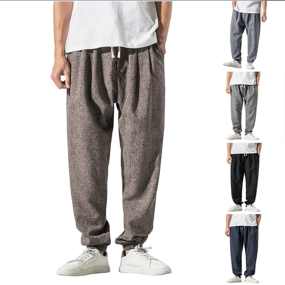 XUNKUSGA Sweatpants for Men Loose Fit Jogger Sweat Pants Solid Drop-Crotch Mens Sweatpants Drawstring Elastic Waist with Pockets Men's Pants M-5XL Brown