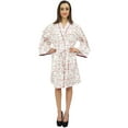 thumbnail image 2 of Bimba Women's White Floral Printed Full Sleeve Bridesmaid Kimono Robe - 6, 2 of 3
