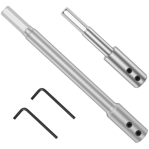 Forstner Drill Bit Extension Set 2Pcs, 4.5" & 7" Long Anti-Slip Bit Extender for Deep Drilling, Adds 3-1/4" & 5-3/4" Depth, Compatible with 3/8" Round or Hex Shank Drill Bits(DSF)