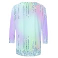 thumbnail image 5 of Yuyuzo Hauts pour Femmes Manches 3/4 Chemises Col Rond Blouses Décontractées Imprimé Graphique T-Shirts Tees, 5 of 5