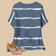 thumbnail image 5 of Elvqul Crew Neck Womens Tops Blue Soft Blouses Summer Striped Pullover Short Sleeve Tees Tops, 5 of 5