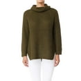 thumbnail image 4 of YEMAK Women's Cowl Neck High Low Hem Side Slit Pop-Corn Knit Casual Loose Oversized Tunic Sweater MK3650-BUR-S-BD, 4 of 5