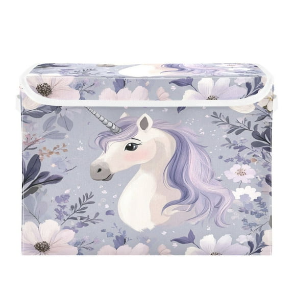 Storage Box With Lid 16.5x12.6x11.8In Foldable Stacked Household Storage Box Cool Cute Unicorn