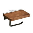 thumbnail image 3 of Walnut Wood Toilet Paper Holder with Shelf - Wall Mounted Bathroom Tissue Roll Organizer with Phone Shelf, 304 Stainless Steel Hardware Matte Black, 3 of 4