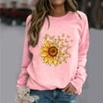 thumbnail image 2 of HKEJIAOI Chandail Graphique Tournesol Femme Manches Longues T-Shirt Décontracté Col Rond chandail Ample, Rose 2TG, 2 of 4