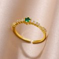 thumbnail image 2 of Pequeños anillos redondos de circonita verde para mujer, anillo geométrico de acero inoxidable, joyería de lujo para bodas y Navidad, regalo con envío gratuito, 2 of 5