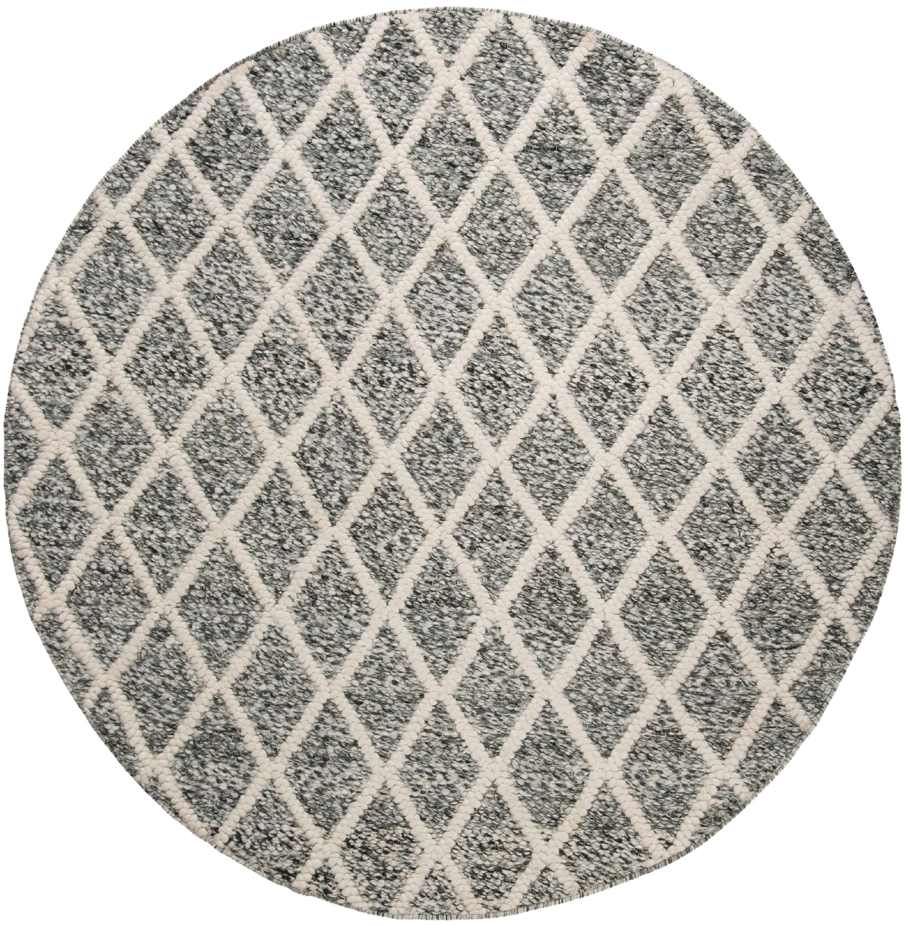 SAFAVIEH Natura Olgica Geometric Diamonds Area Rug, Ivory/Black, 6' x 6' Round