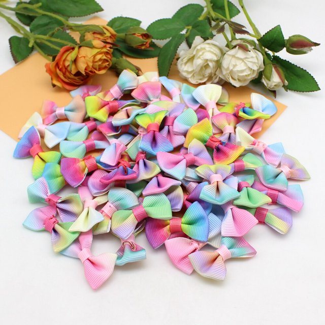 Lazo de Navidad de Macaron mezclado al azar para manualidades DIY, decoración de Navidad, pajarita, 3,5x2,5 cm, 30 unidades por lote