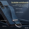 thumbnail image 5 of Phone Case for Samsung Galaxy Z Fold 3, PU Leather Cover and Wrist Strap Kickstand Wristband Holder Stand Ring Silicone Protective Cell Accessories for Z Fold 3 for Women Men - Orange, 5 of 6