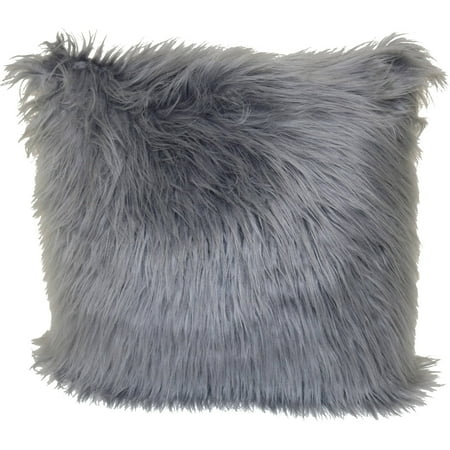 Better Homes & Gardens Angora Decorative Throw Pillow, 18" x 18", Grey