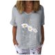 thumbnail image 1 of Gibobby Camisetas Mujer Manga Corta Camiseta manga corta con cuello redondo algodón y lino con estampado informal para mujer(Gris,XL), 1 of 5