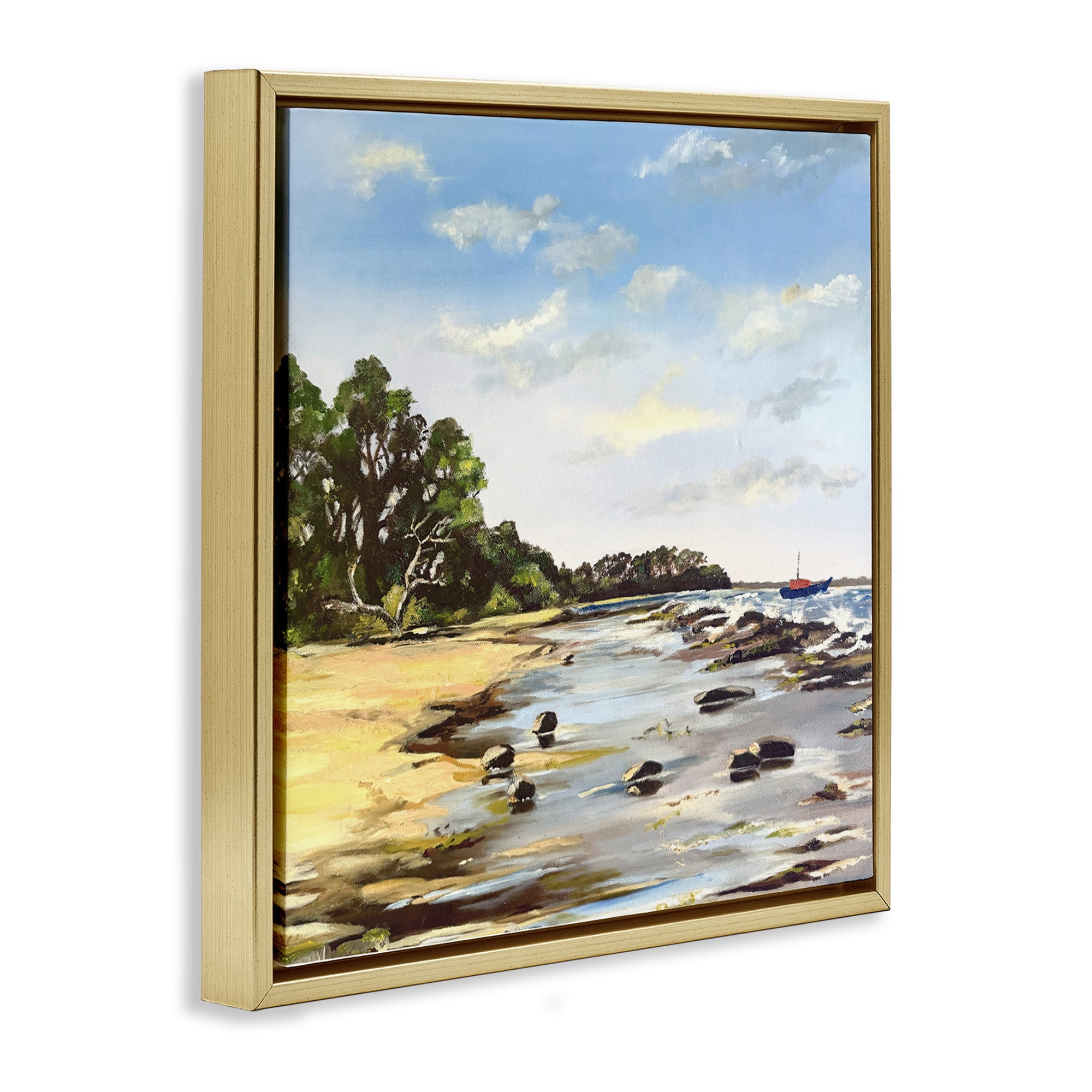 Low Tide Seascape Gold Framed Floater Canvas Wall Art, design by Patricia Reynolds