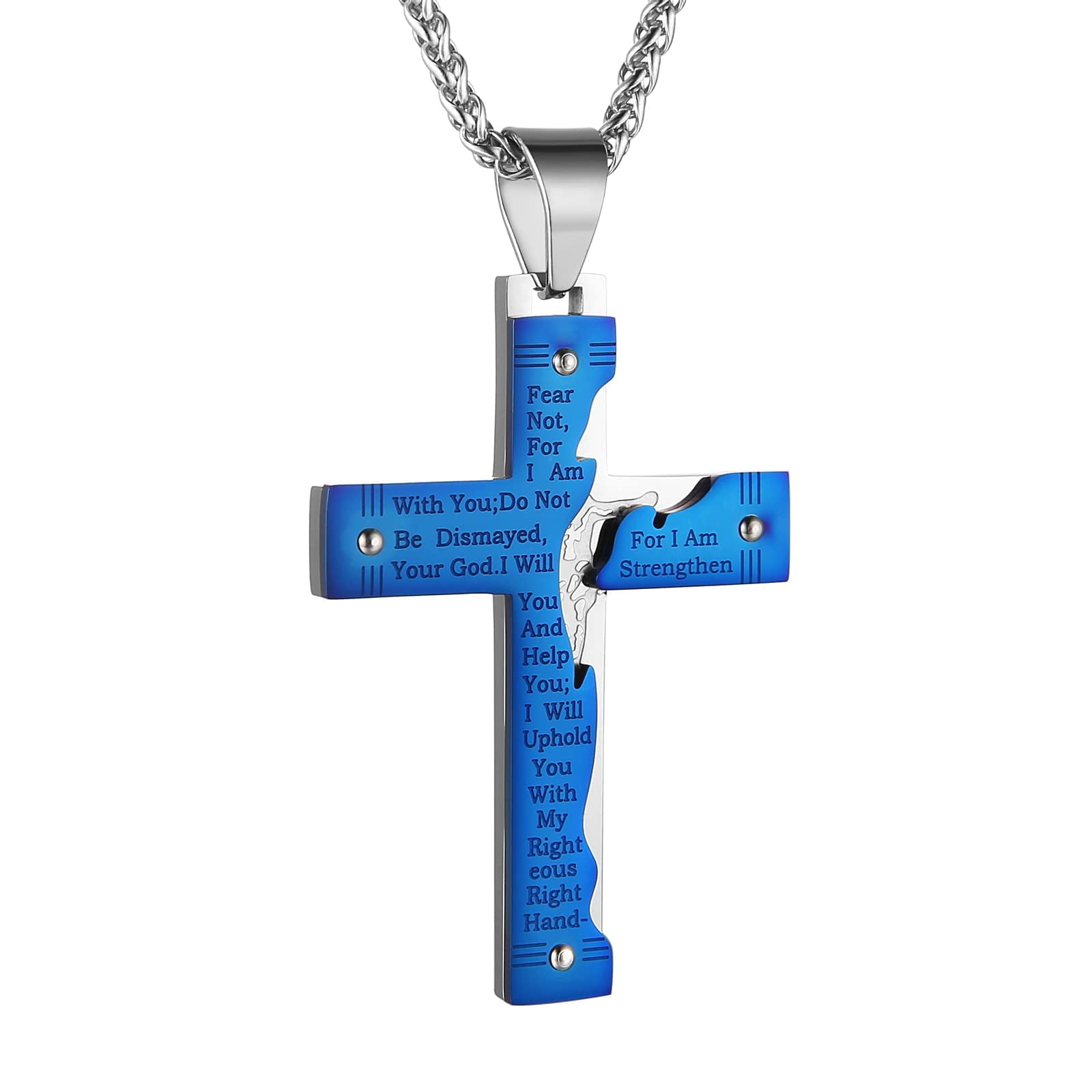 Mens Stainless Steel Jesus Christ Crucifix Cross Pendant Necklace For Men Gift