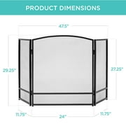 Best Choice Products 47.5x27.25in 3-Panel Steel Mesh Fireplace Screen, Spark Guard w/ Rustic Worn Finish - Black