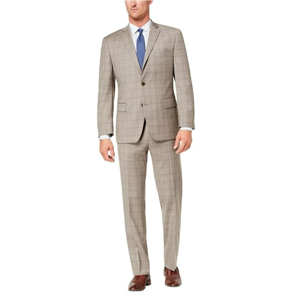 Michael Kors Mens Plaid Two Button Formal Suit bluetan 42/Unfinished