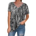 thumbnail image 3 of Gibobby Camiseta Powerblend con Cuello en V Camiseta suelta informal con cuello en V para mujer, blusa manga corta con estampado(Gris,XL), 3 of 3