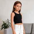 thumbnail image 6 of GiLiling Kids Solid Color Hollow Out Backless Camisole Vest Round Neck Fashion Top (Black, 6-12 Months), 6 of 8