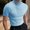 Blue, variant on Men's Knit Shirt Short Sleeve Mock Neck Casual Summer Regular Self-cultivation Solid Color Knitted Shirts White 8(L)