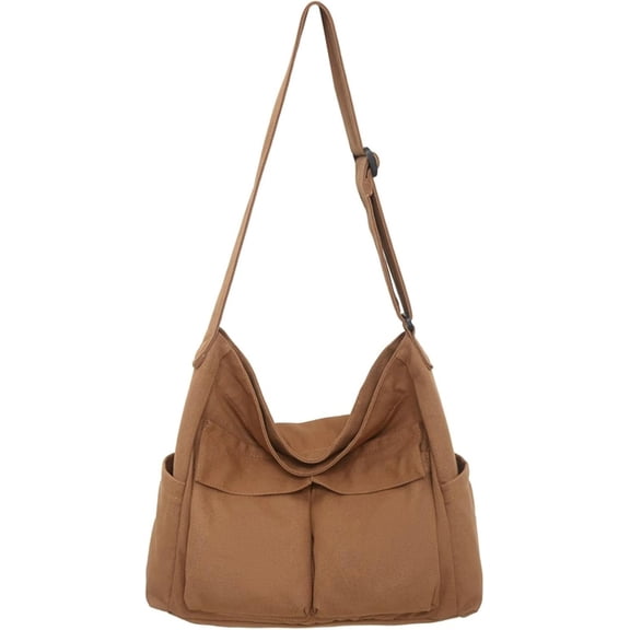 CoCoMangos Canvas Crossbody Bag Corduroy Multi-Pocket Shoulder Tote Unisex College Casual Couple Daily Bag Work