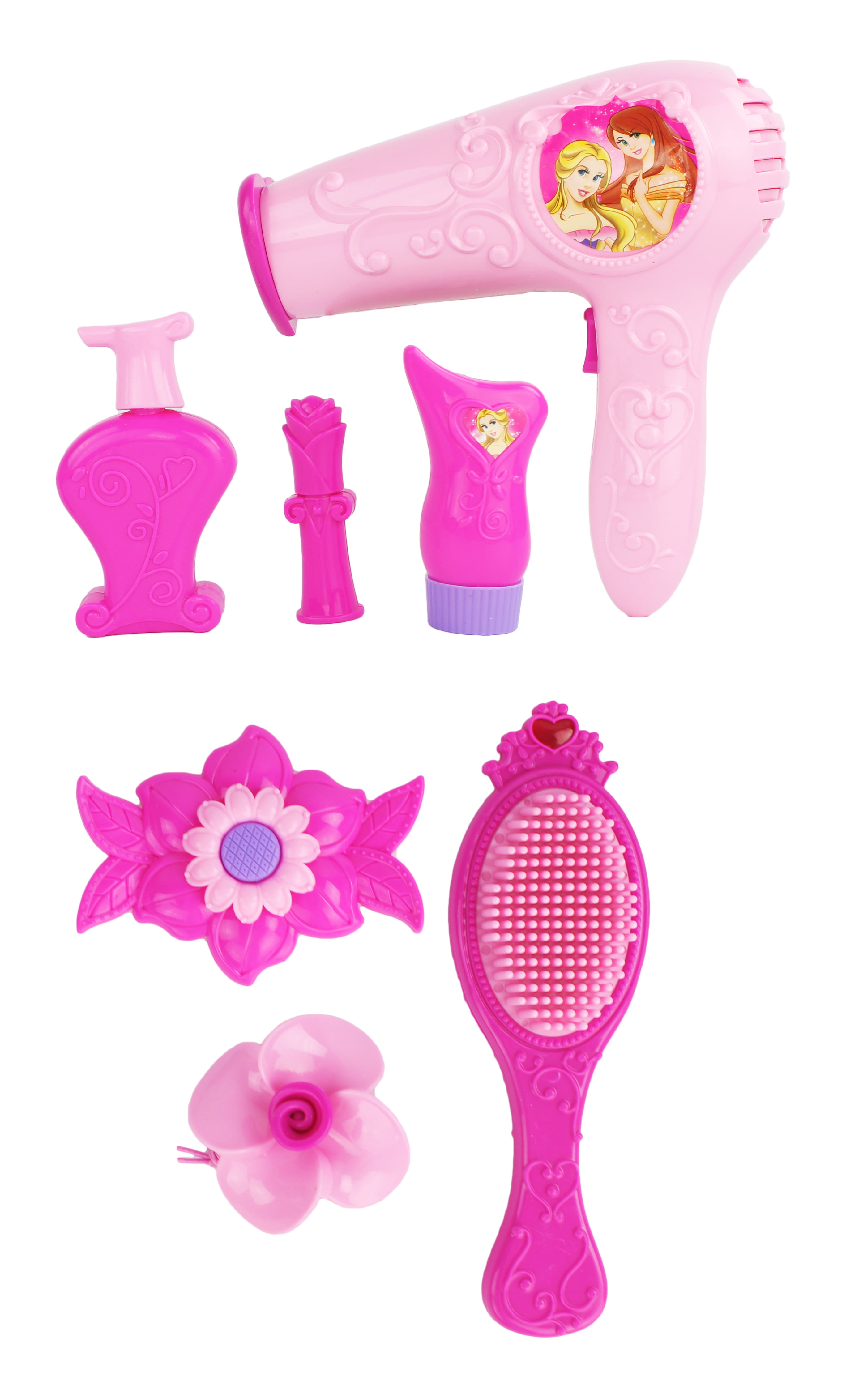 10pcs Kids Girls Little Princess Beauty Hair Dressing Playset Light & Sound Pink 