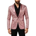 thumbnail image 2 of oqasdz Mens Blazer Sequin Nightclub Stage Performance Dinner for Groom Tuxedo Casual Lightweight Sport Coat Daily Formal Outdoor Activities, 2 of 4