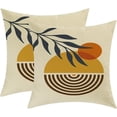 thumbnail image 3 of Mid Century Throw Pillow Covers Boho Modern Art Linen Pillow Cases 18 x 18 Inch Home Room Bed Sofa Decor Set of 2 Bohemian Aesthetic Decorative Pillows for Bedroom Couch Bed Living Room Sofa Chair, 3 of 3