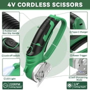 Jellas Cordless Electric Scissors, Cardboard Cutter, Rechargeable Powerful 4V Scissor Cutting Tool for Cardboard, Fabric, Leather, Green