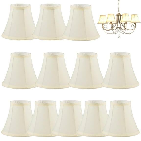 12 Pcs Chandelier Lamp Shades, Clip On Lamp Shades Set, Fabric Lampshade for Chandelier, 6 x 5 x 3.2 in, Small Fabric Lamp Shades Using E14 E27 Bulbs