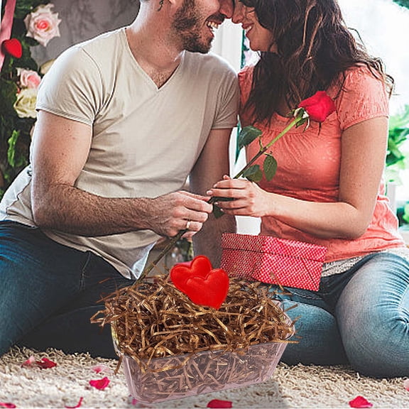 Kchsji Shimmering Golden Silk Raffia Grass 100g for Gift Wrapping Crafts Basket Filler Decorative Packaging Floral Arrangement DIY Party Home Decoration
