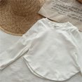 thumbnail image 4 of T Shirt Boys White Long Sleeve Shirt Toddler Crew Neck Shirt Casual Basic Tees Fall Tops T Shirts for Girls 18-24 Months, 4 of 5
